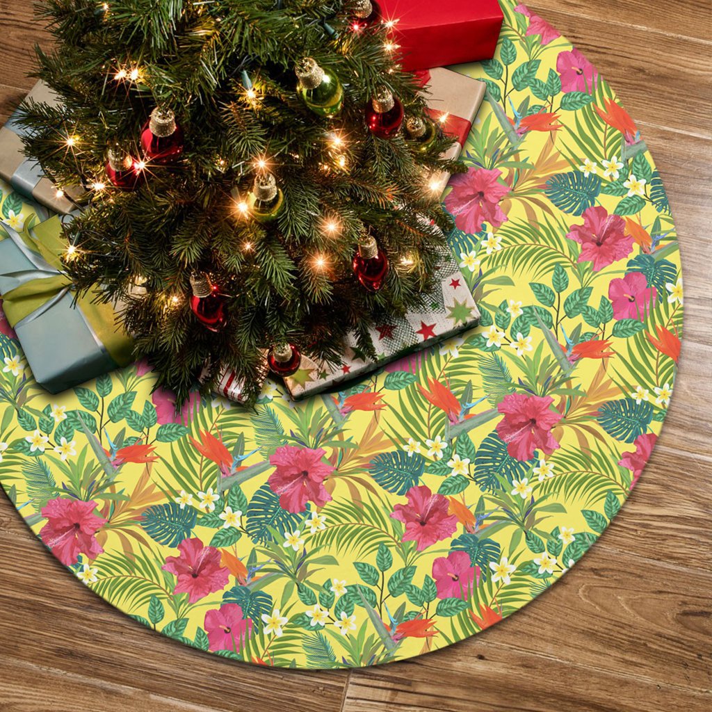 Hawaii Tropical Leaves And Flowers Tree Skirt - Polynesian Pride