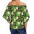 Hawaii Tropical Leaves And Plumeria Women's Off Shoulder Wrap Waist Top - AH - Polynesian Pride