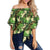 Hawaii Tropical Leaves And Plumeria Women's Off Shoulder Wrap Waist Top - AH - Polynesian Pride