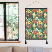 Hawaii Tropical Leaves Flowers And Birds Floral jungle Hanging Poster - AH- Hanging Poster 50 x 75 cm Cotton And Linen - Polynesian Pride