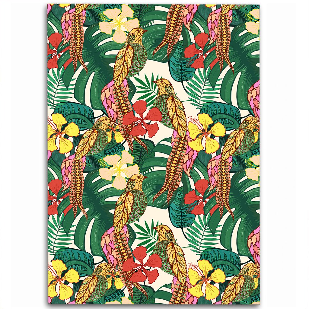 Hawaii Tropical Leaves Flowers And Birds Floral jungle Area Rug - AH Luxurious - Polynesian Pride