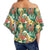 Hawaii Tropical Leaves Flowers And Birds Floral jungle Women's Off Shoulder Wrap Waist Top - AH - Polynesian Pride