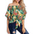 Hawaii Tropical Leaves Flowers And Birds Floral jungle Women's Off Shoulder Wrap Waist Top - AH - Polynesian Pride