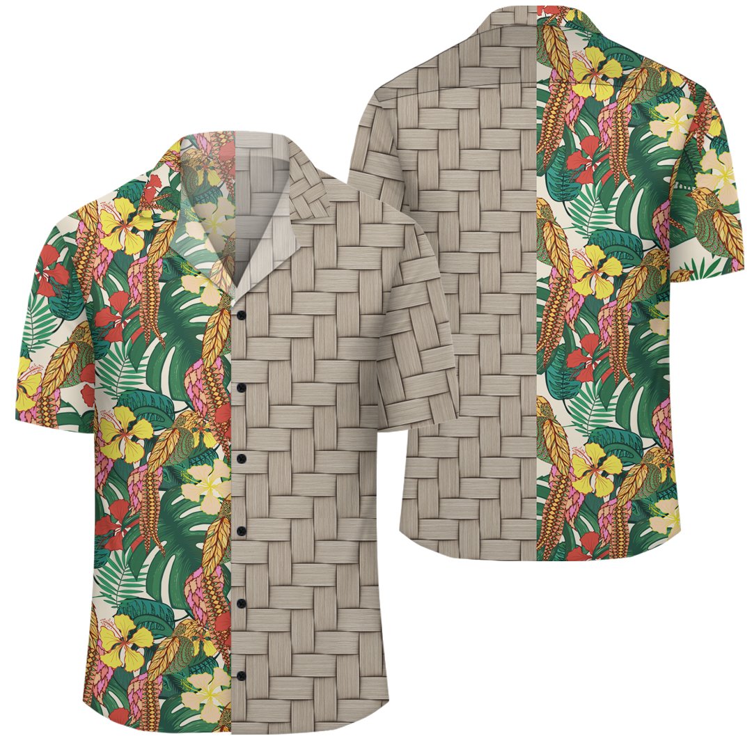 Hawaii Tropical Leaves Flowers And Birds Floral Jungle Lauhala Moiety Hawaiian Shirt Unisex Art - Polynesian Pride