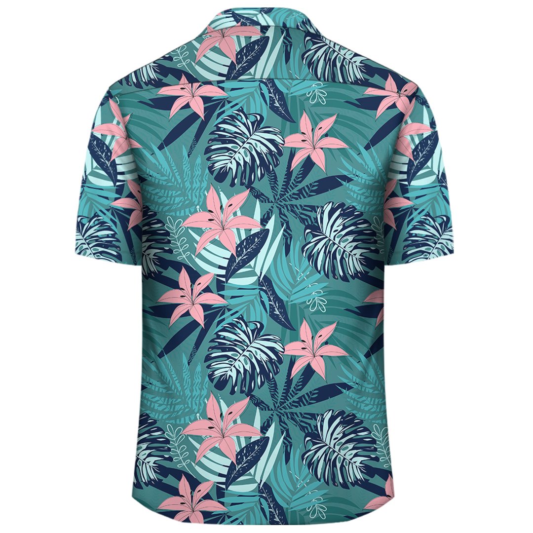 Hawaii Tropical Monstera Leaf Blue Hawaiian Shirt - Polynesian Pride