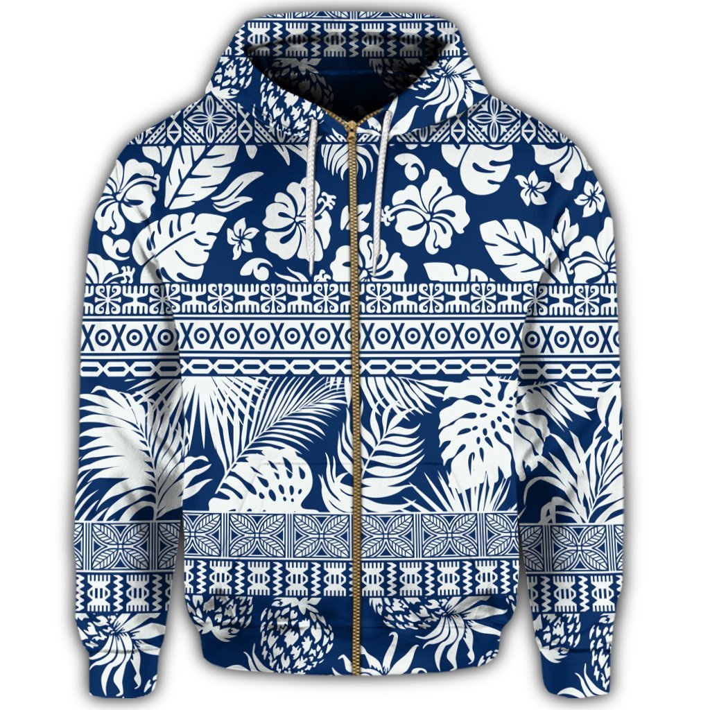 Hawaii Tropical Pattern Zip Hoodie - Polynesian Pride