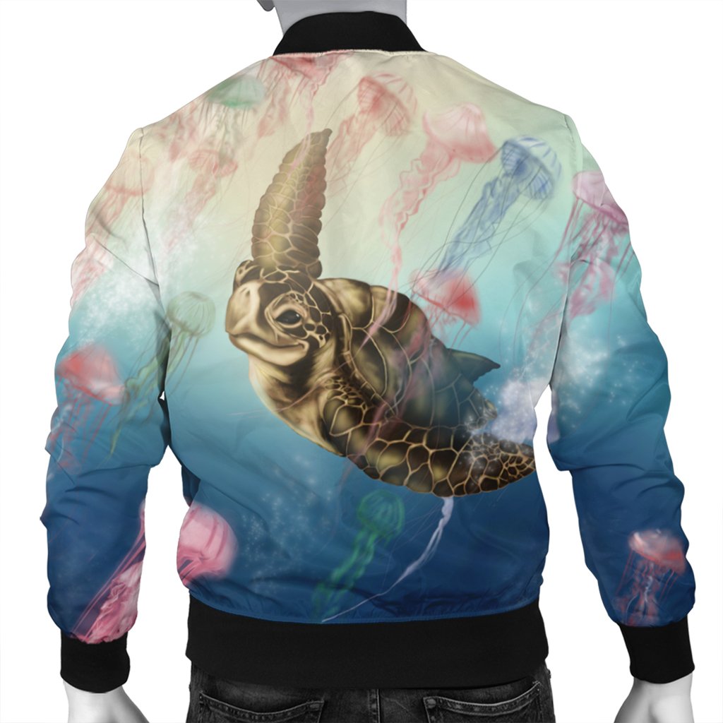 Hawaii Turtle And Jellyfish In Deep Sea Moana Bomber Jacket - AH - Polynesian Pride