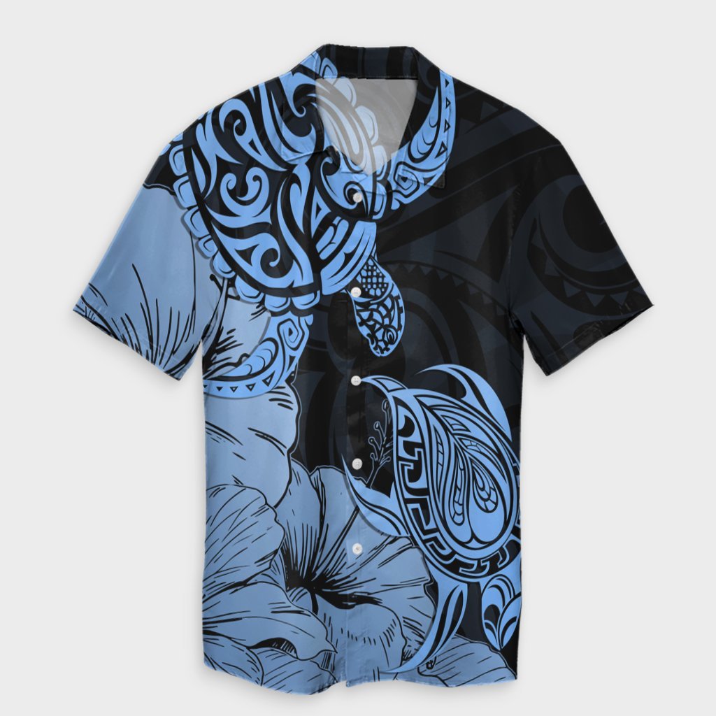 Hawaii Turtle Hawaiian Shirt Polynesian Hibiscus Art Blue - AH Unisex Black - Polynesian Pride