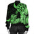 Hawaii Turtle Bomber Jacket Polynesian Hibiscus Art Green - AH - Polynesian Pride