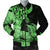 Hawaii Turtle Bomber Jacket Polynesian Hibiscus Art Green - AH Black Unisex - Polynesian Pride