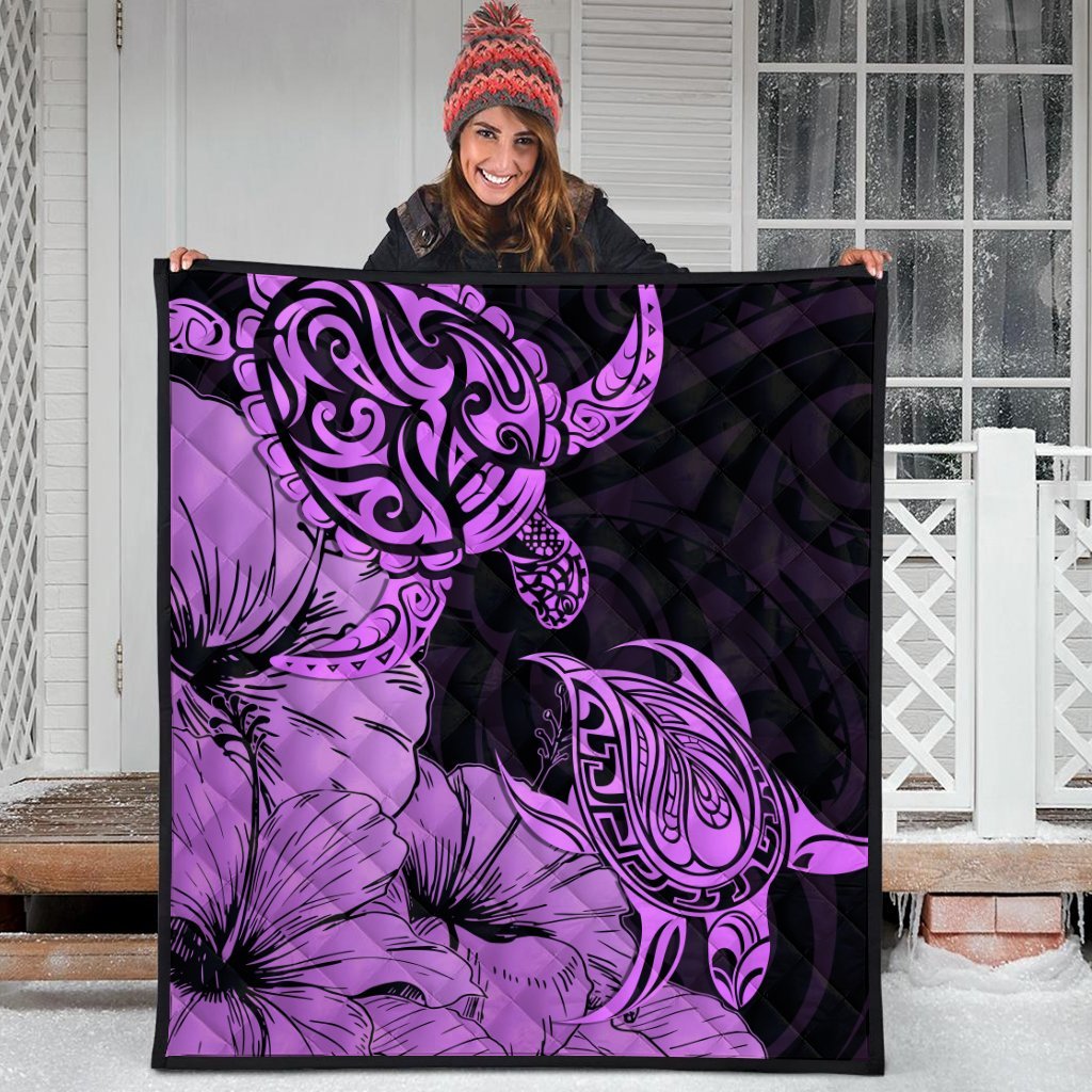 Hawaii Turtle Premium Quilts Polynesian Hibiscus Art Pink - AH - Polynesian Pride