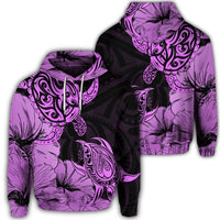 Hawaiian Turtle Hoodie Polynesian Hibiscus Art Pink Unisex Art - Polynesian Pride
