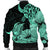 Hawaii Turtle Bomber Jacket Polynesian Hibiscus Art Turquoise - AH - Polynesian Pride