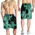 Hawaii Turtle Men's Shorts Polynesian Hibiscus Art Turquoise - AH - Polynesian Pride