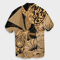 Hawaii Turtle Hawaiian Shirt Polynesian Hibiscus Art Ver 2.0 Gold - AH - Polynesian Pride