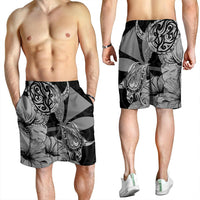 Hawaii Turtle Men's Shorts Polynesian Hibiscus Art Ver 2.0 Gray - AH - Polynesian Pride