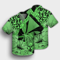 Hawaii Turtle Hawaiian Shirt Polynesian Hibiscus Art Ver 2.0 Green - AH - Polynesian Pride
