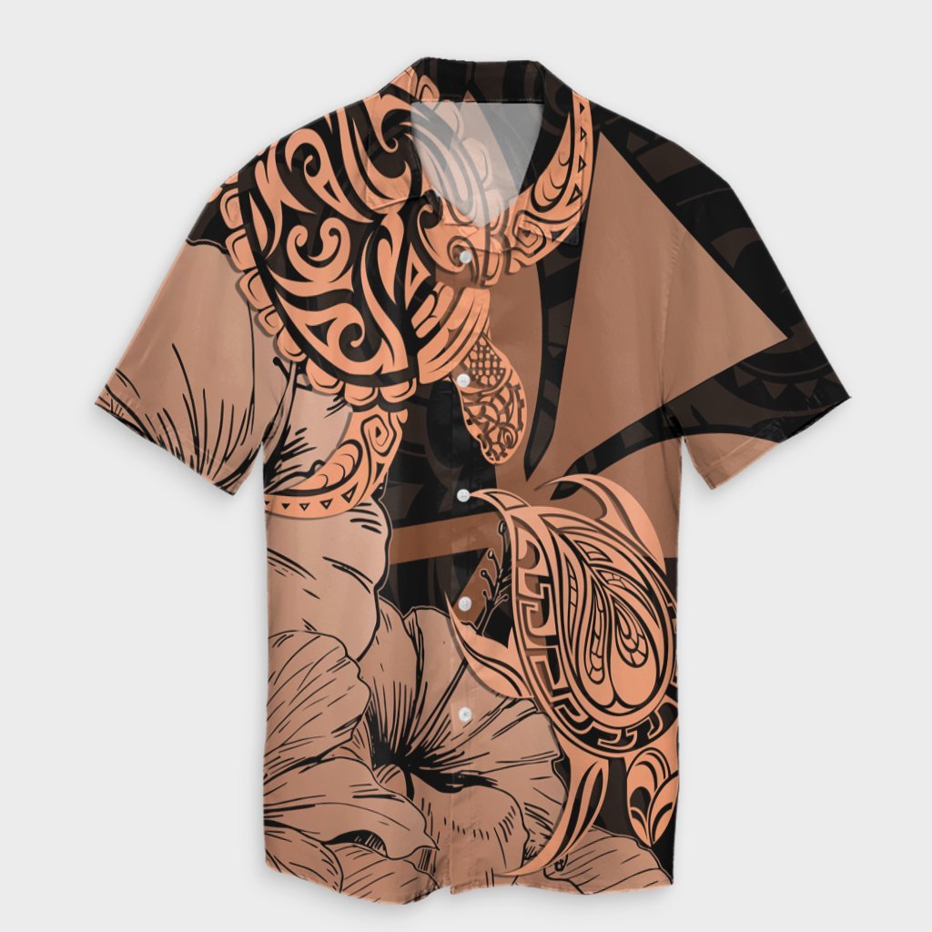 Hawaii Turtle Hawaiian Shirt Polynesian Hibiscus Art Ver 2.0 Orange - AH Unisex Black - Polynesian Pride