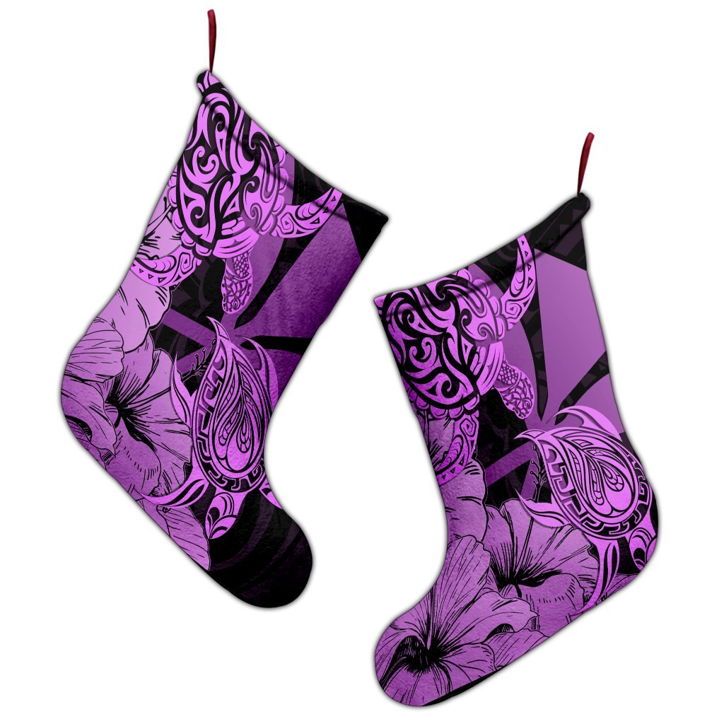 Hawaii Turtle Christmas Stocking Polynesian Hibiscus Art Ver 2.0 Pink - AH - Polynesian Pride