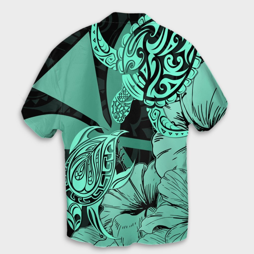 Hawaii Turtle Hawaiian Shirt Polynesian Hibiscus Art Ver 2.0 Turquoise - AH - Polynesian Pride