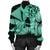 Hawaii Turtle Bomber Jacket Polynesian Hibiscus Art Ver 2.0 Turquoise - AH - Polynesian Pride