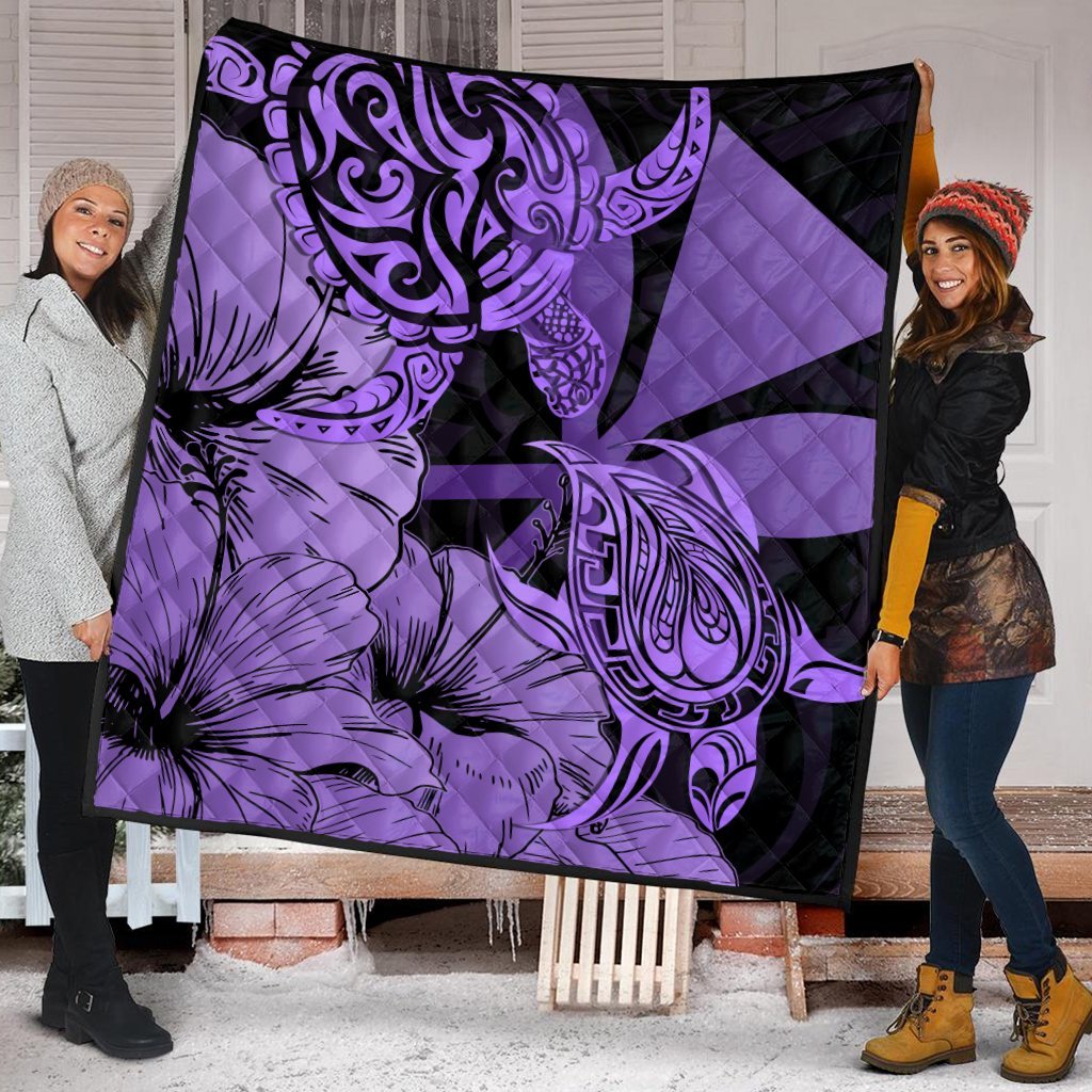 Hawaii Turtle Premium Quilts Polynesian Hibiscus Art Ver 2.0 Violet - AH - Polynesian Pride