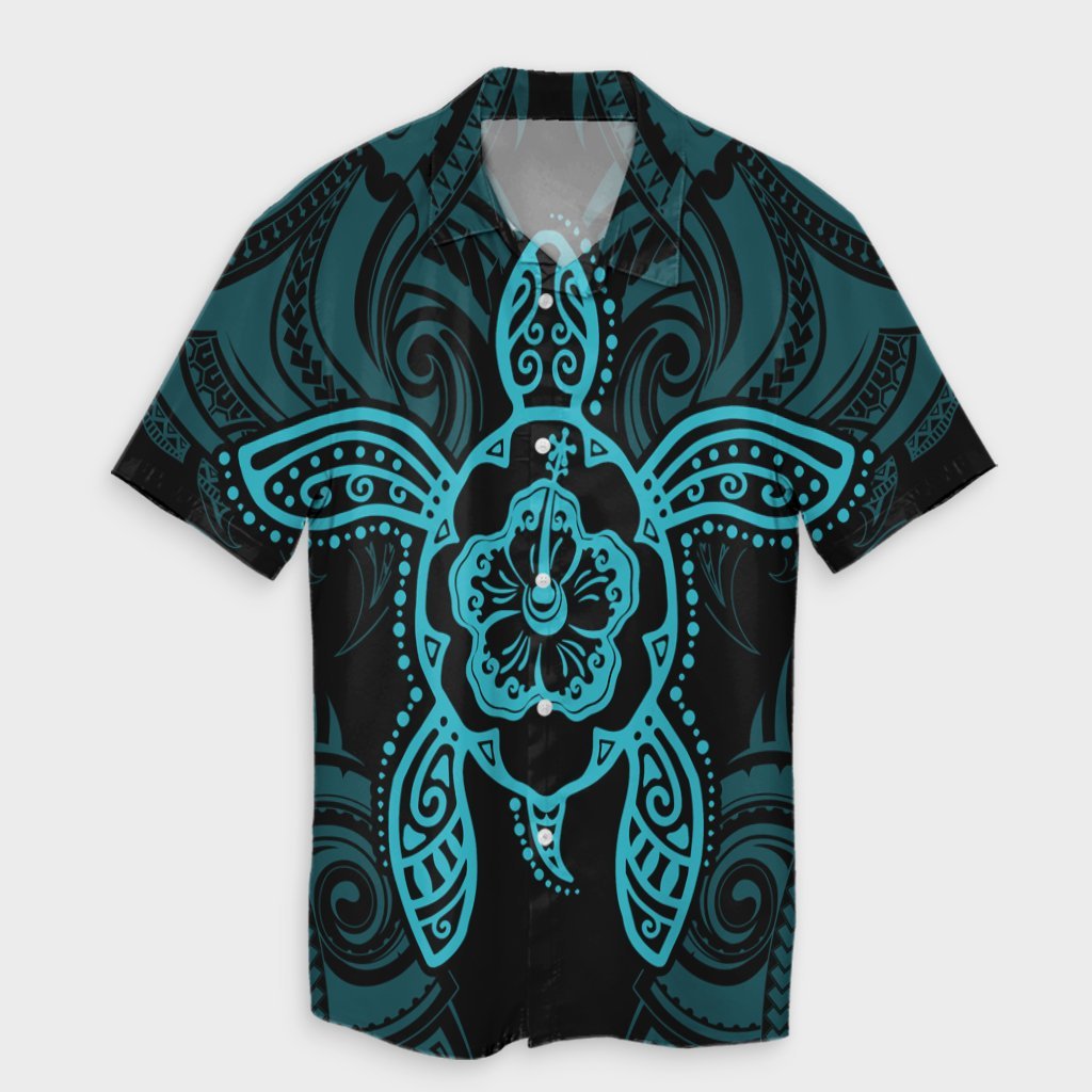 Hawaii Turtle Fixed Blue Hawaiian Shirt AH Unisex Black - Polynesian Pride