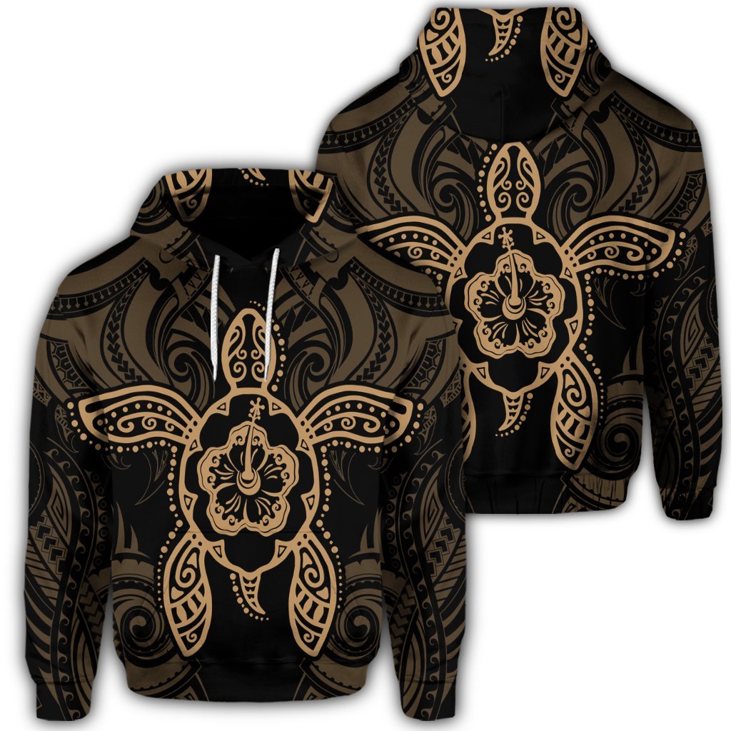 Hawaiian Turtle Fixed Gold Hoodie Unisex Art - Polynesian Pride