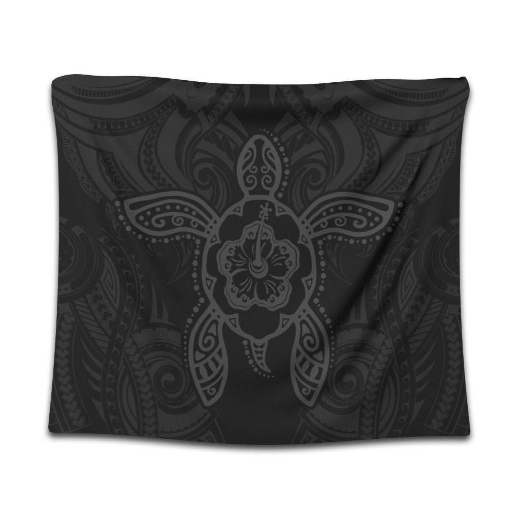 Hawaii Turtle Fixed Gray Tapestry AH Wall Tapestry Black - Polynesian Pride