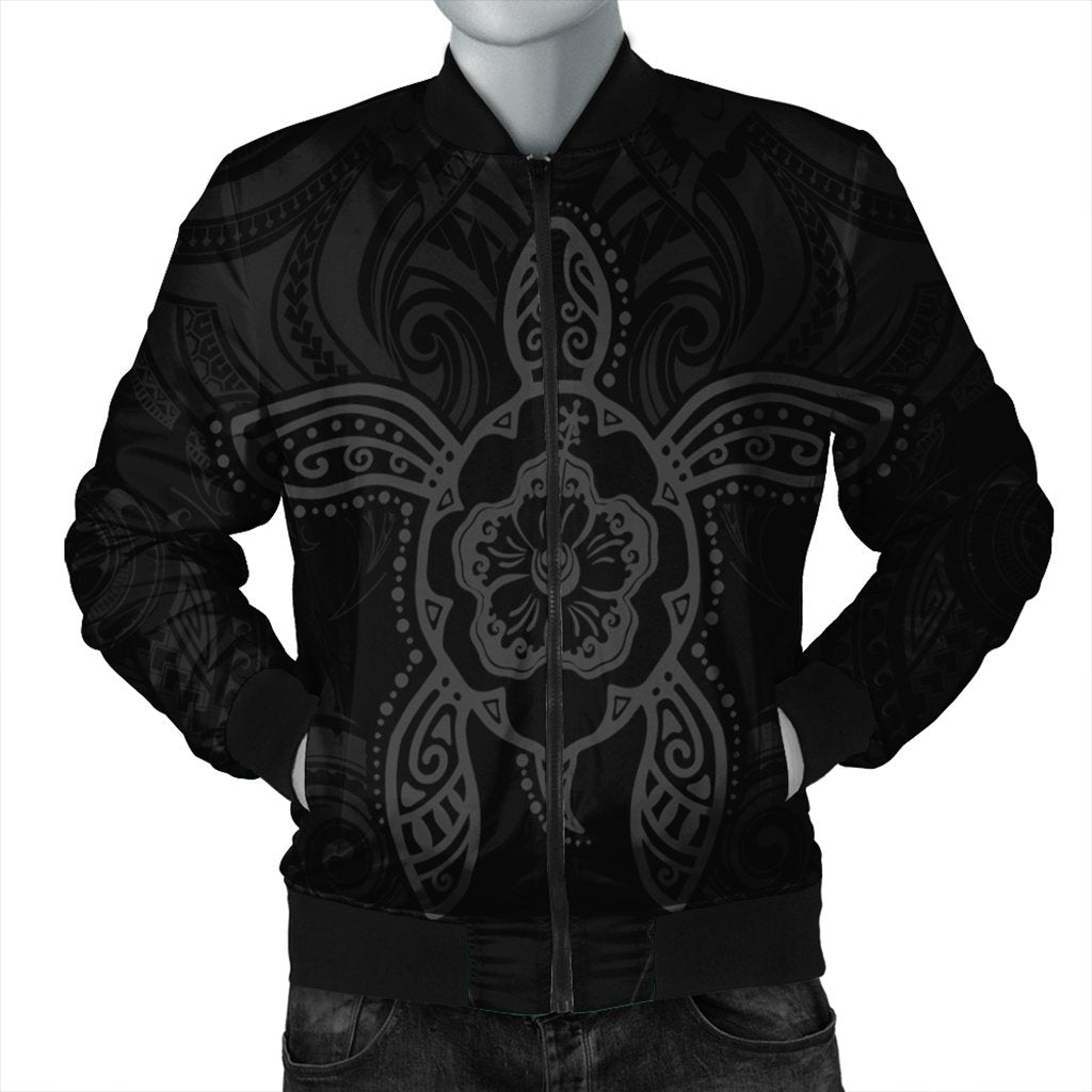 Hawaii Turtle Fixed Gray Bomber Jacket AH Black Unisex - Polynesian Pride