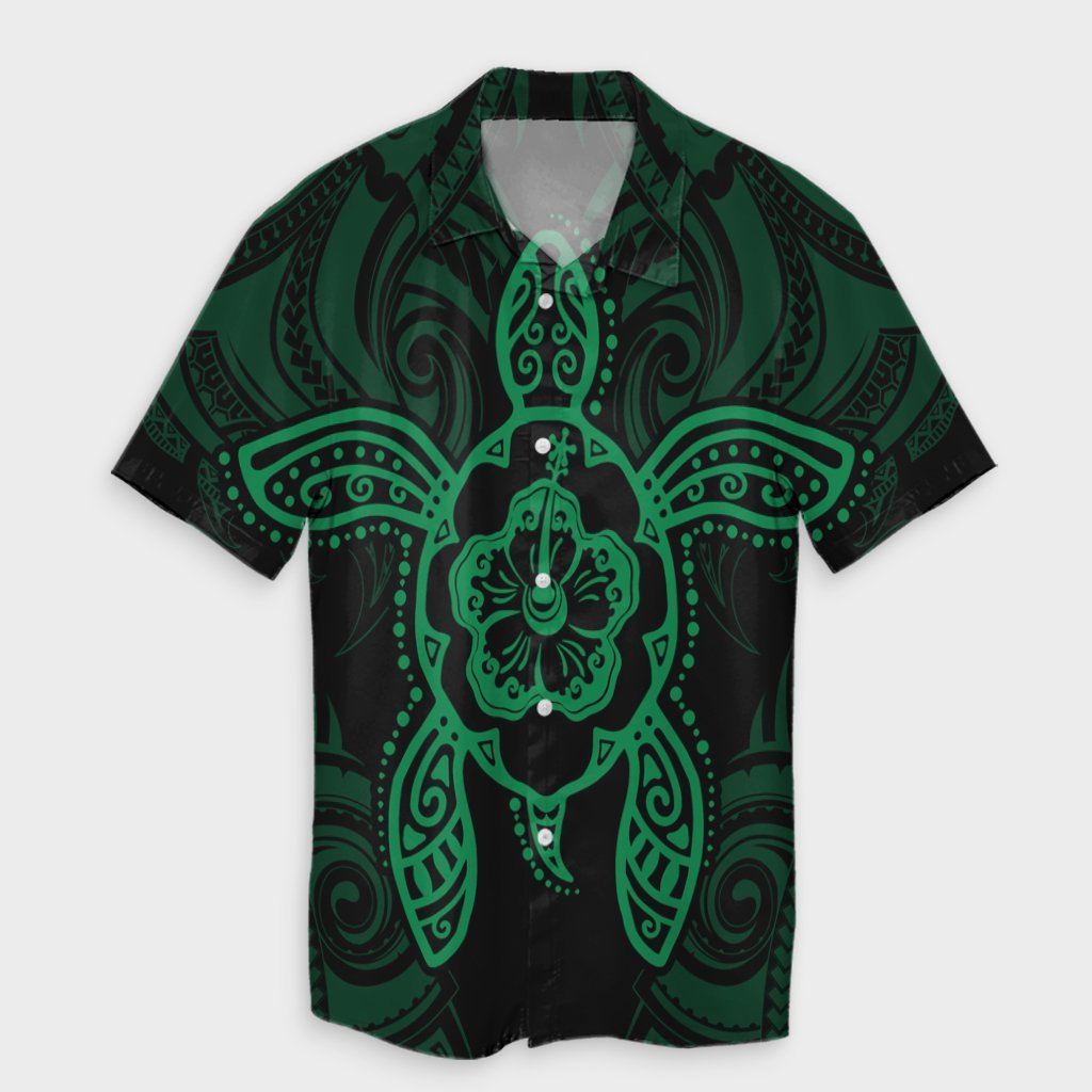 Hawaii Turtle Fixed Green Hawaiian Shirt AH Unisex Black - Polynesian Pride