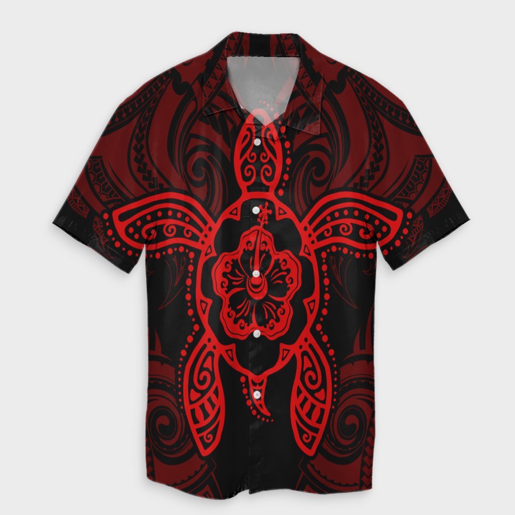 Hawaii Turtle Fixed Red Hawaiian Shirt AH Unisex Black - Polynesian Pride