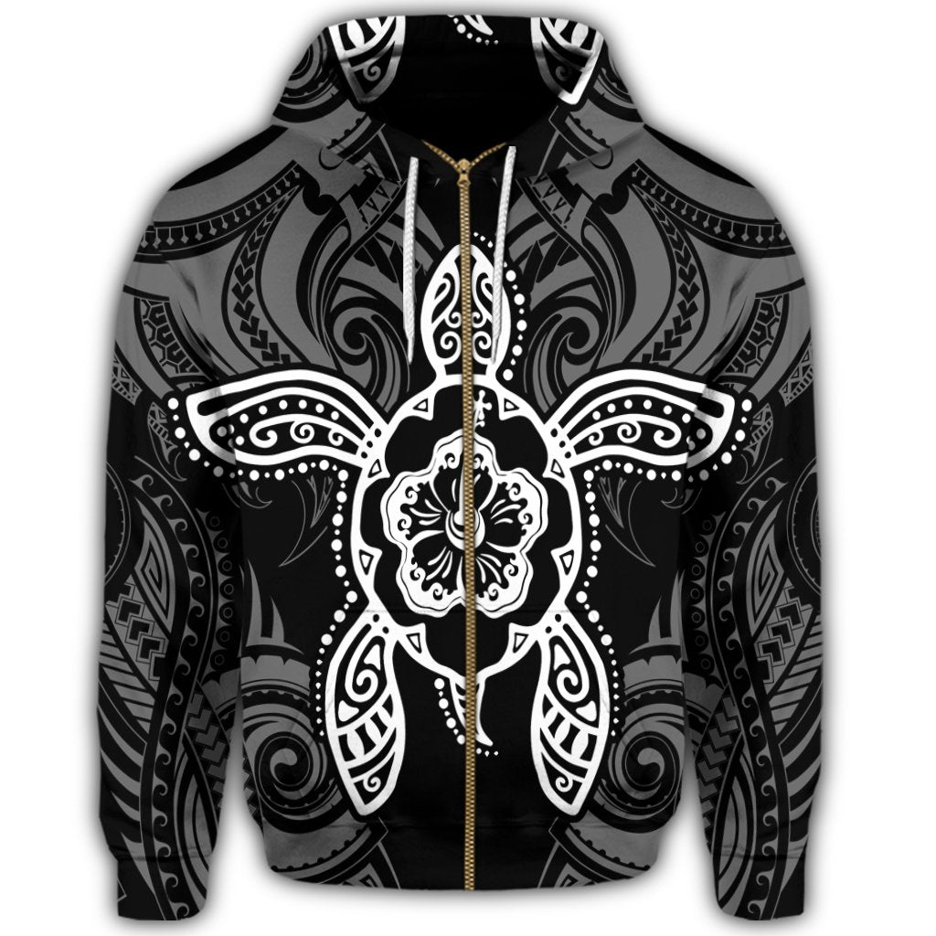 Hawaii Turtle Fixed White Zip Hoodie - Polynesian Pride