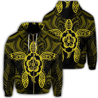 Hawaii Turtle Fixed Yellow Zip Hoodie Unisex Art - Polynesian Pride