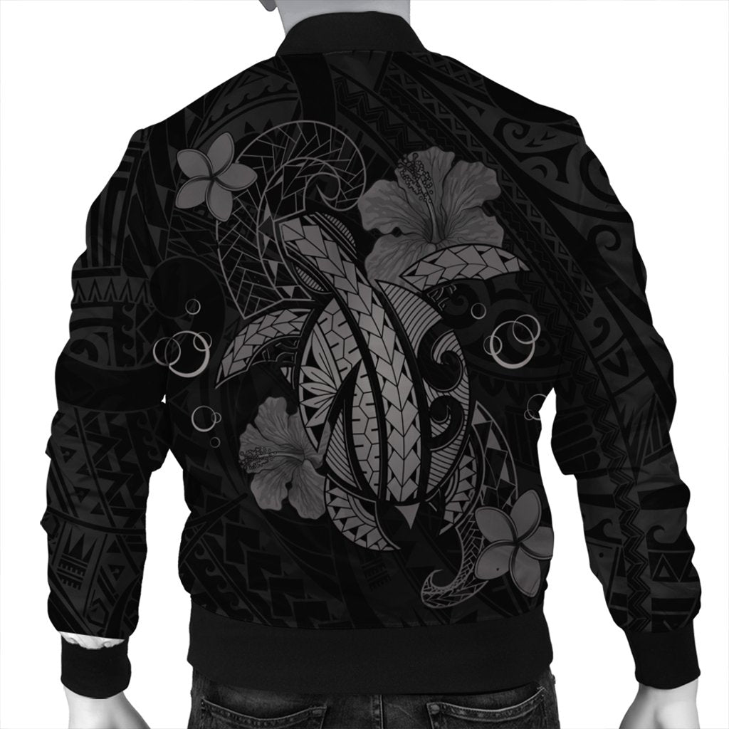 Hawaii Turtle Flower Polynesian Bomber Jacket - Gray - AH - Polynesian Pride