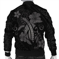 Hawaii Turtle Flower Polynesian Bomber Jacket - Gray - AH - Polynesian Pride