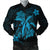 Hawaii Turtle Flower Polynesian Bomber Jacket - Turquoise - AH Black Unisex - Polynesian Pride