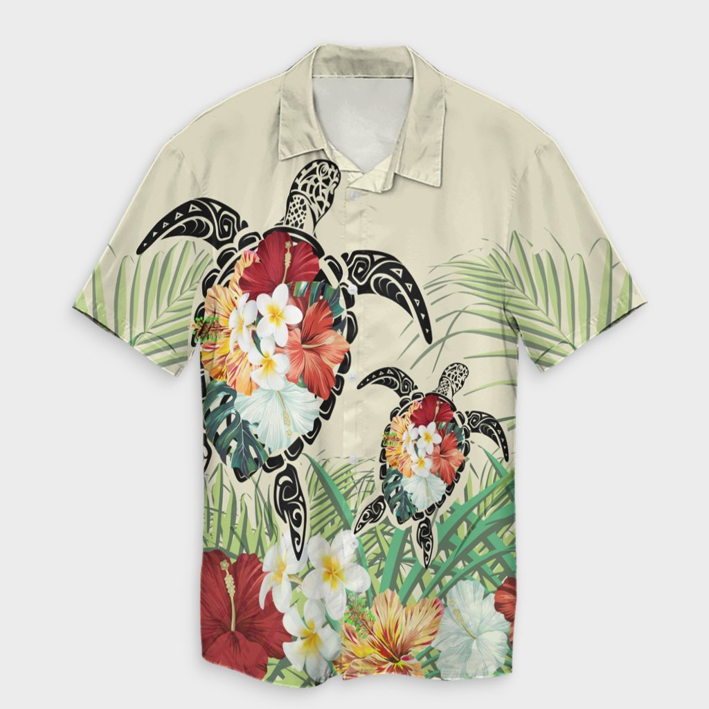 Hawaii Turtle Flowers Coconut Tree Leaf Hawaiian Shirt - AH Unisex Black - Polynesian Pride