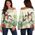 Hawaii Turtle Flowers Coconut Tree Leaf Women's Off Shoulder Sweater - AH Black - Polynesian Pride