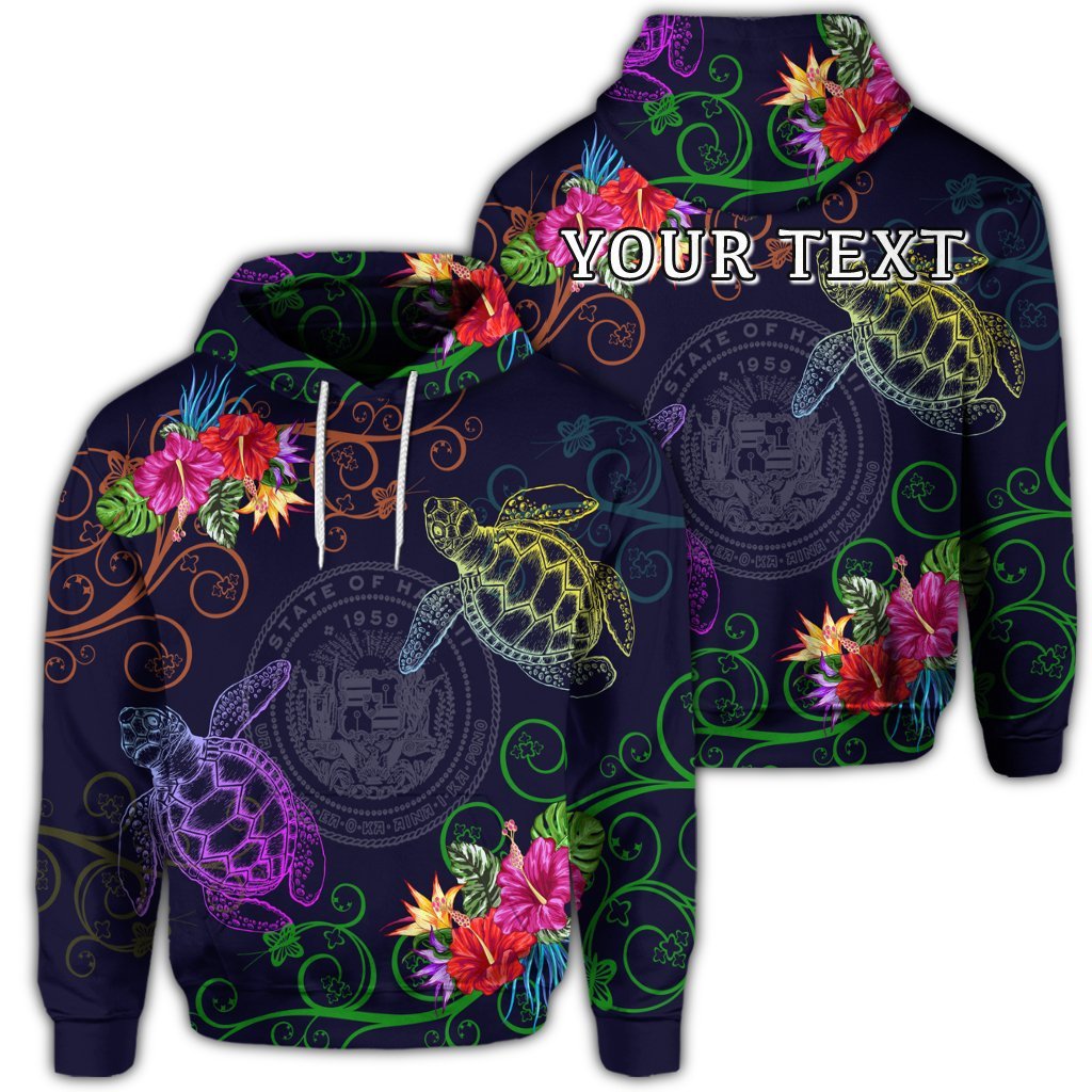 Custom Hawaii Turtle Hibiscus Hoodie Day Style Unisex Art - Polynesian Pride