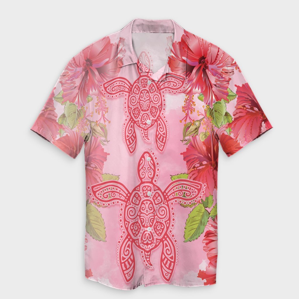 Hawaii Turtle Hibiscus Hawaiian Shirt - Pink Style - AH Unisex Black - Polynesian Pride