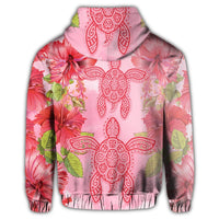 Hawaiian Turtle Hibiscus Hoodie Pink Style - Polynesian Pride