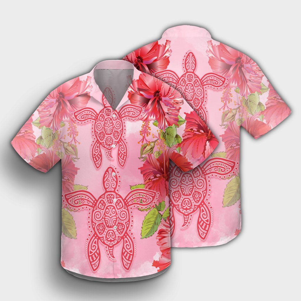 Hawaii Turtle Hibiscus Hawaiian Shirt - Pink Style - AH - Polynesian Pride