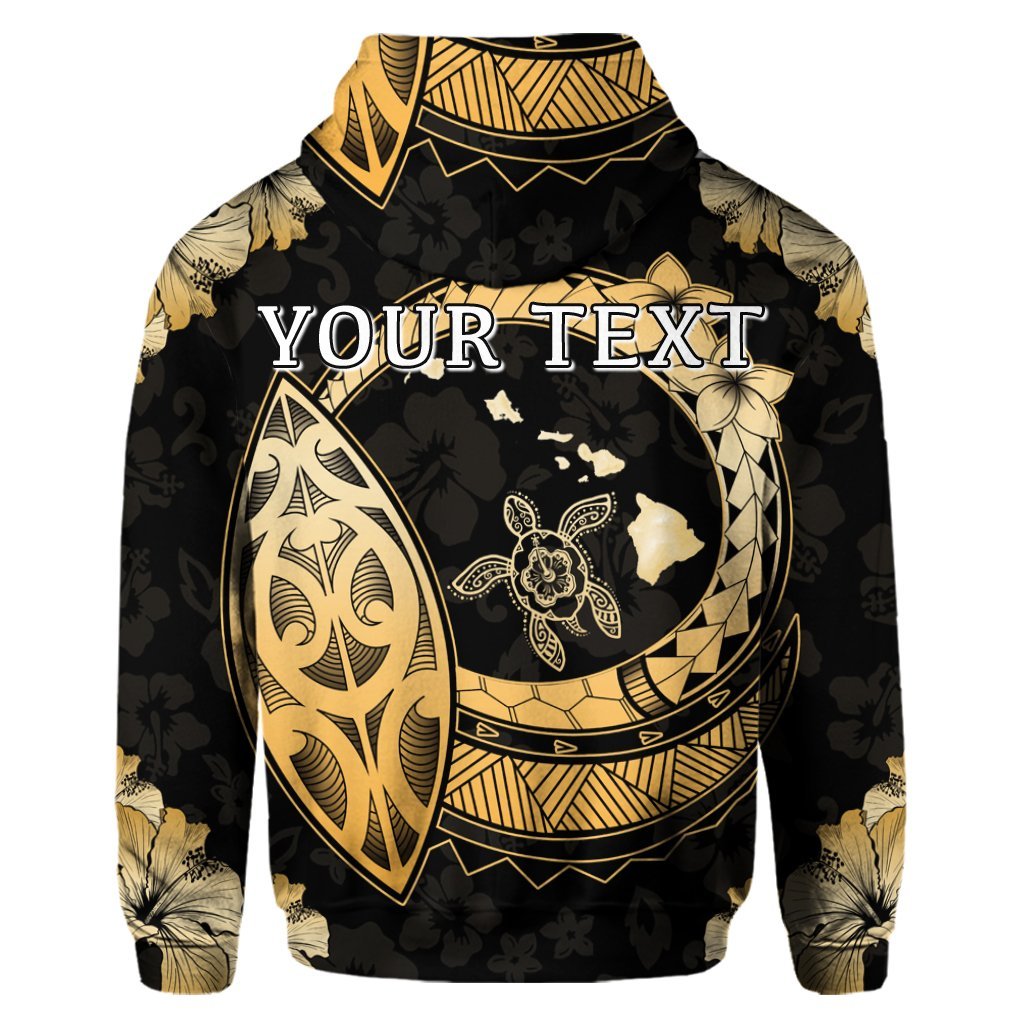 Custom Hawaii Turtle Hibiscus Map Polynesian Hoodie - Polynesian Pride
