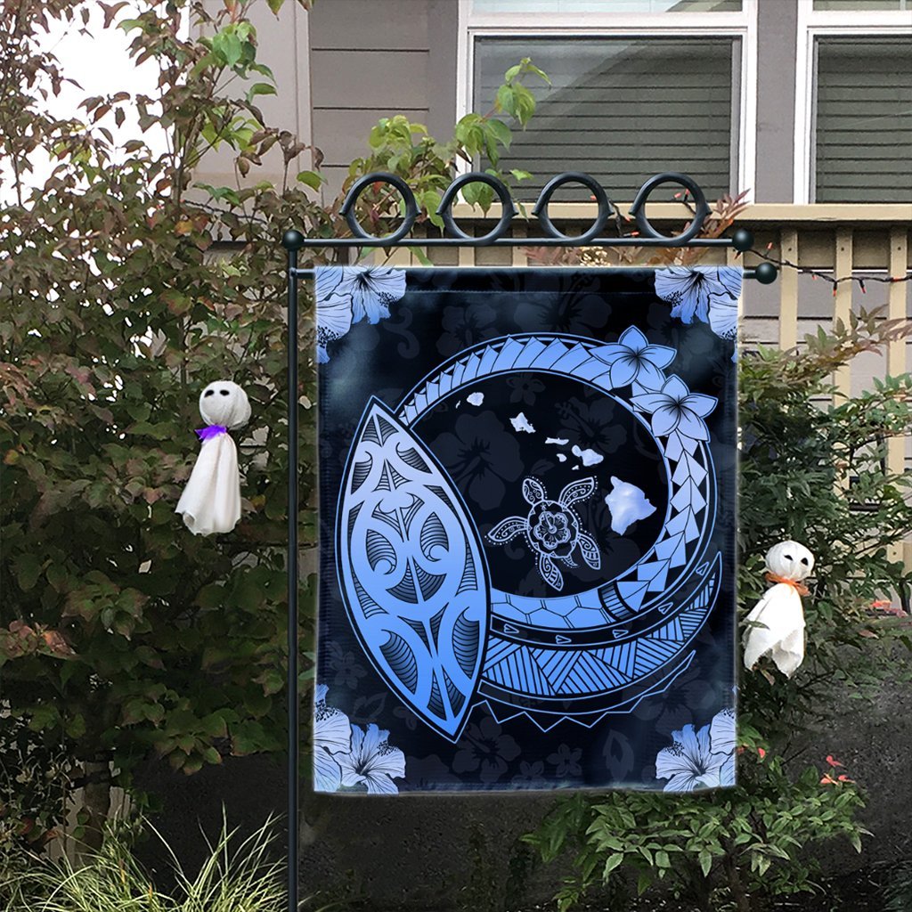 Hawaii Turtle Hibiscus Map Polynesian Flag Blue - AH - Polynesian Pride