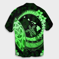 Hawaii Turtle Hibiscus Map Polynesian Hawaiian Shirt Green - AH - Polynesian Pride