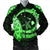 Hawaii Turtle Hibiscus Map Polynesian Bomber Jacket Green - AH Black Unisex - Polynesian Pride