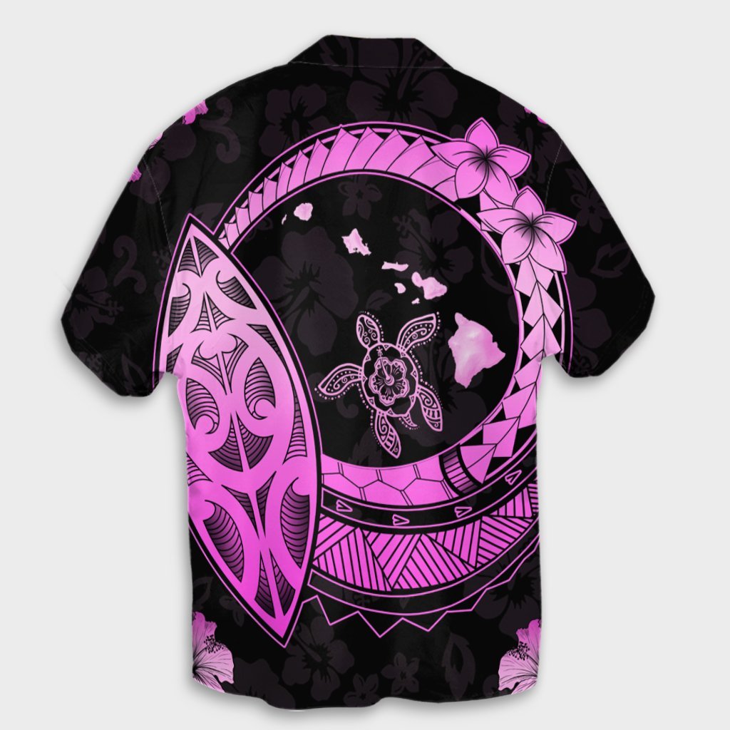 Hawaii Turtle Hibiscus Map Polynesian Hawaiian Shirt Pink - AH - Polynesian Pride