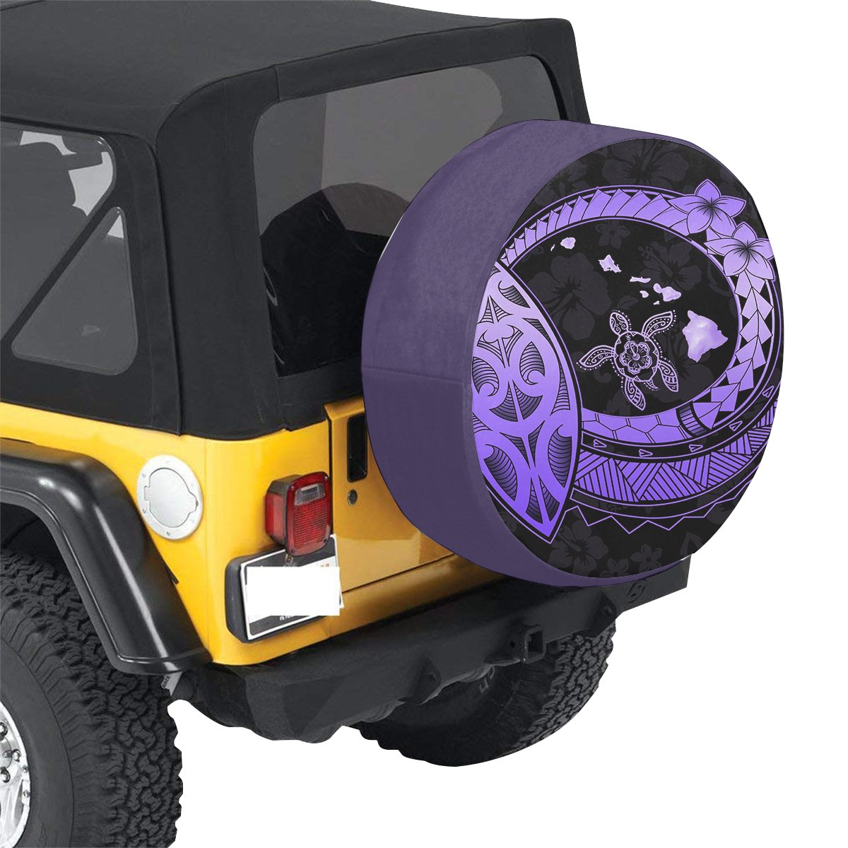Hawaii Turtle Hibiscus Map Polynesian Violet Spare Tire Cover AH - Polynesian Pride