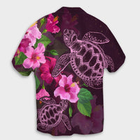 Hawaii Turtle Hibiscus Pink Simple Hawaiian Shirt - AH - Polynesian Pride